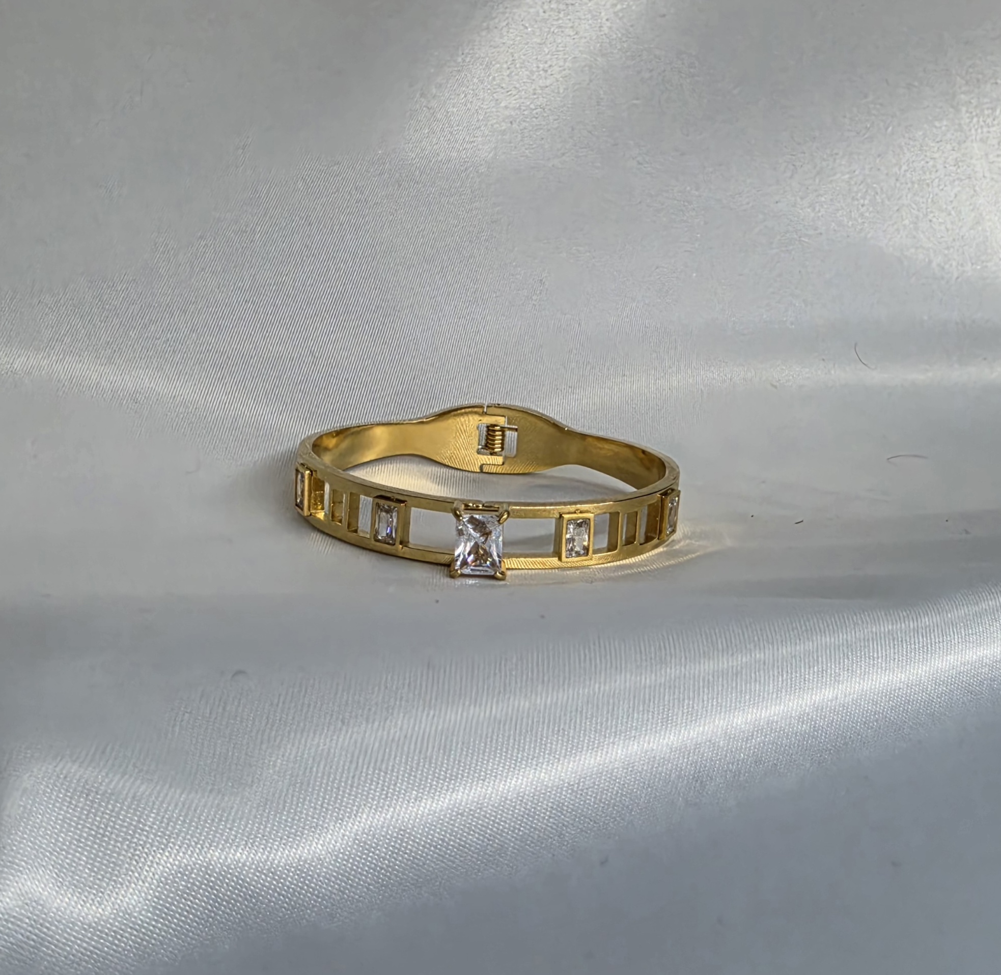 Cutout Crystal Gold Bracelet — view 1